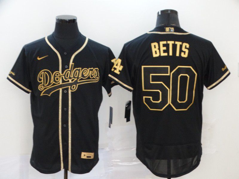Men Los Angeles Dodgers #50 Betts Black Nike Elite MLB Jerseys